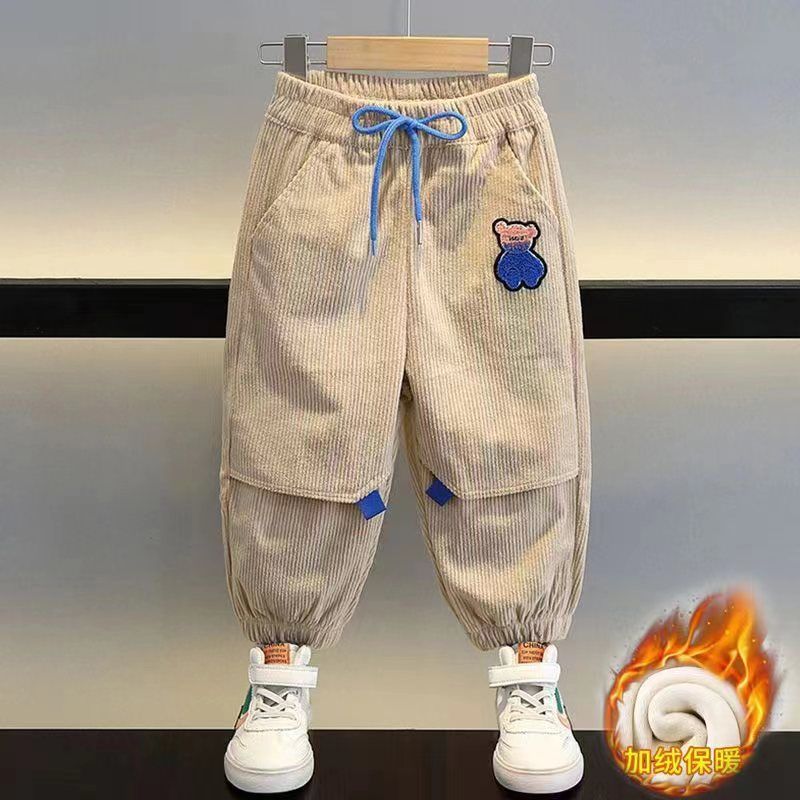 男童裤子秋冬休闲裤宝宝一体绒洋气长裤2023新款儿童灯芯绒裤子潮