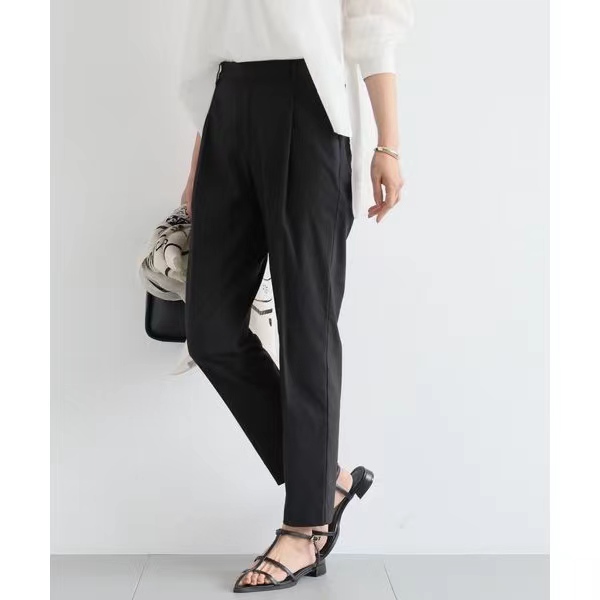 夏季时尚百搭直筒显瘦气质职业秋季九分裤西裤裤子西装裤黑色宽松