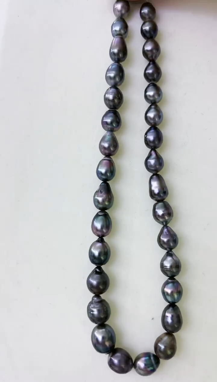 【闪购商品】海水珍珠项链银S925镶嵌大溪地炫彩2