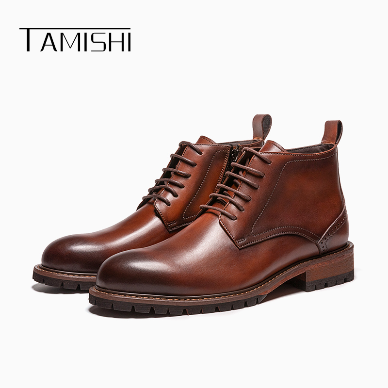 YO-G1204冬季新款复古英伦风男士系带靴子