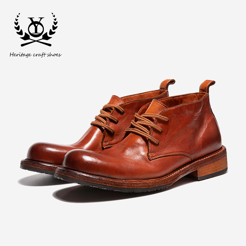 YO-B1212工装沙漠靴男款真皮保暖马丁靴潮高帮皮鞋复古英伦风男鞋