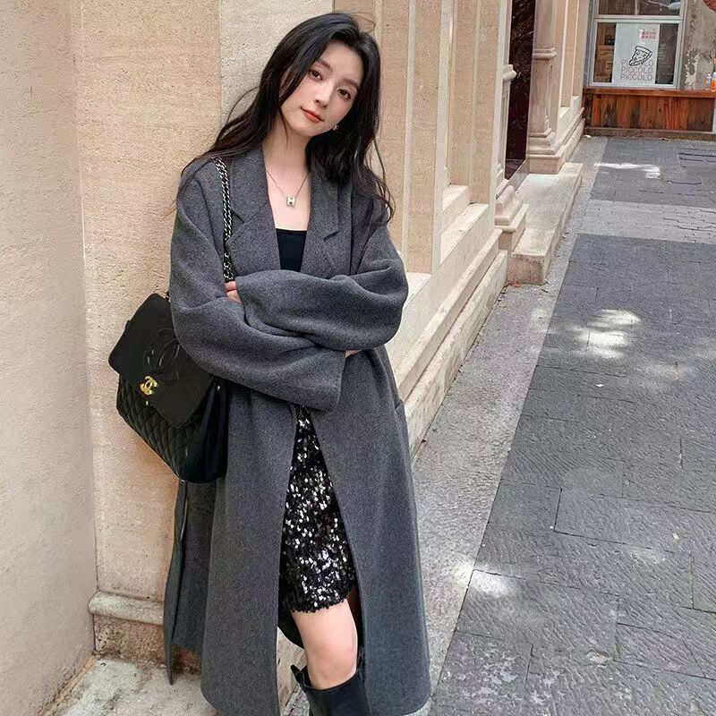 401-600号 A毛呢大衣秋冬新款高级感赫本风韩版时尚中长款外套