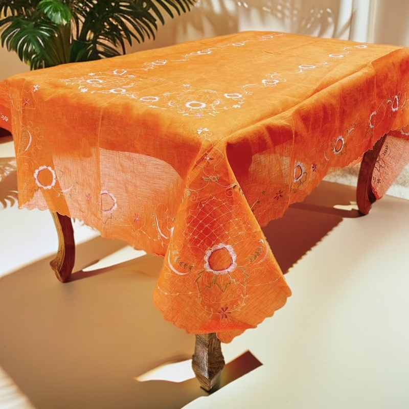 橙色台布电脑刺绣绣花钢琴沙发家具盖巾欧式大号桌布多用防尘床盖