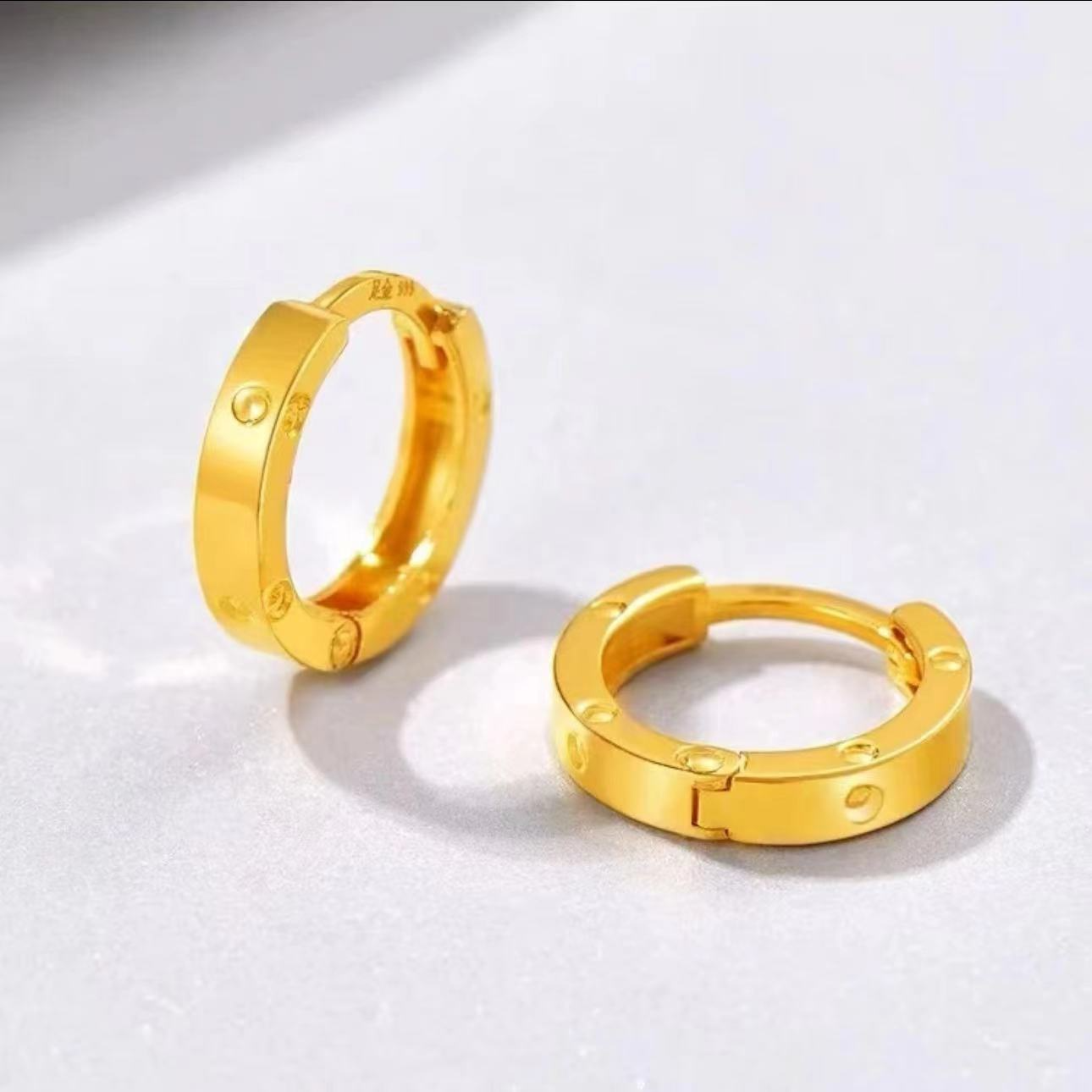 老凤祥足金999黄金卡卡耳扣气质欧美送女友简约个性百搭 投资金