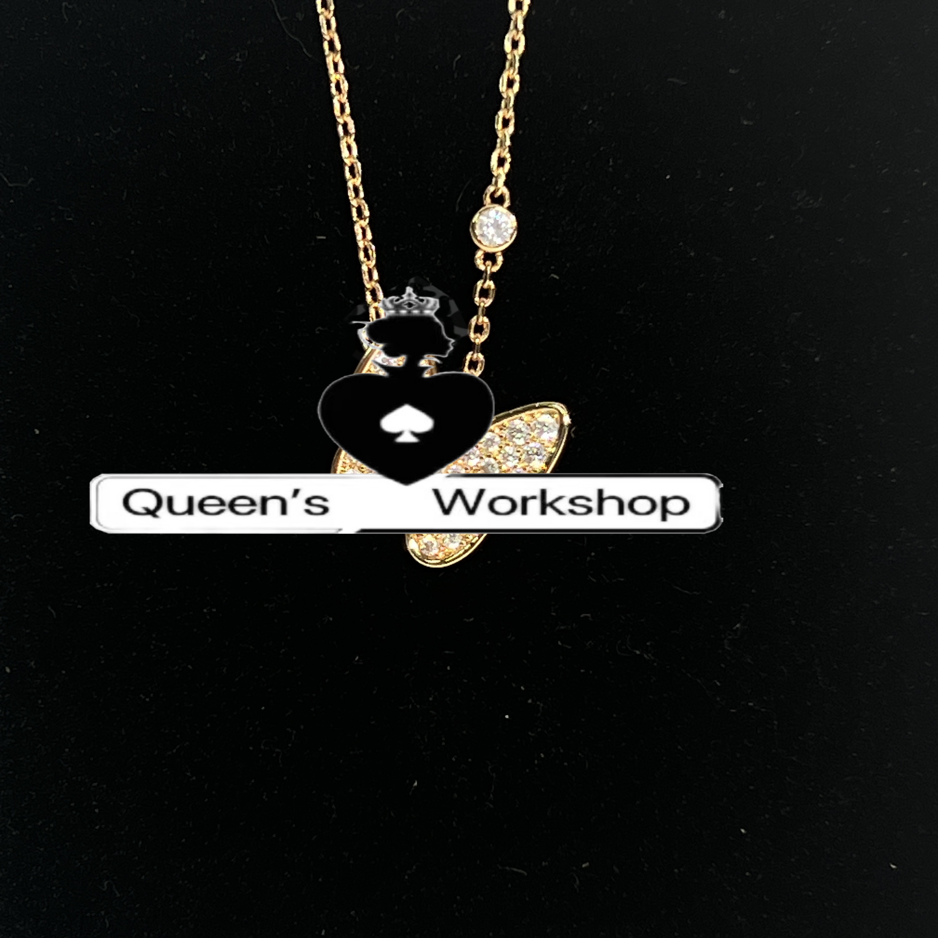 铜合金合成锆石吊坠 【Queen's】2546-98轻奢满钻蝴蝶项链香槟金