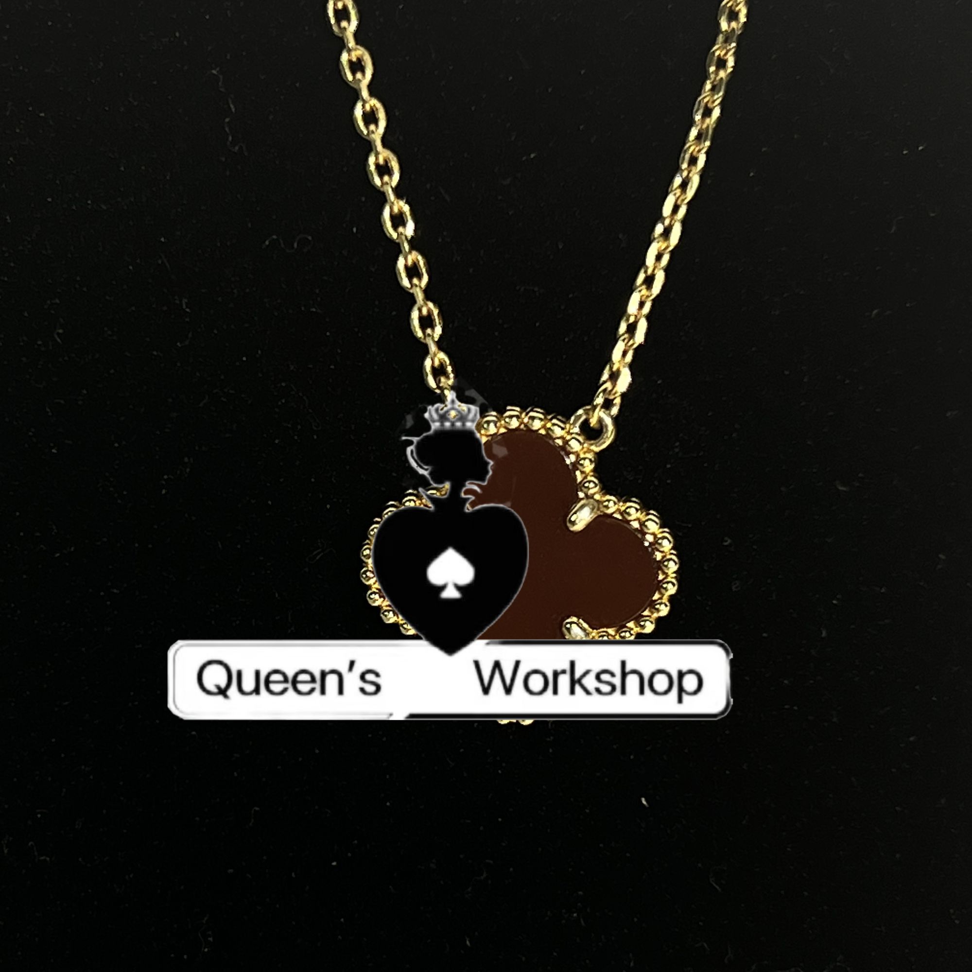 铜合金莫桑石吊坠 【Queen's】0584-97经典时尚四叶草项链金色