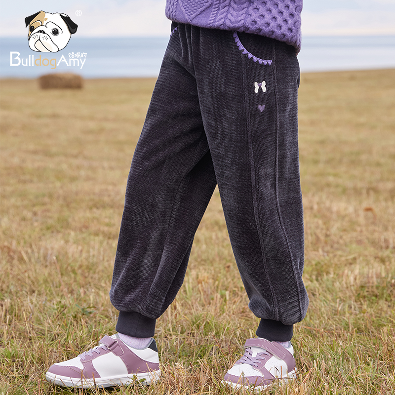 KF944542女童加绒长裤2025秋冬新款中大童装儿童加厚束脚裤