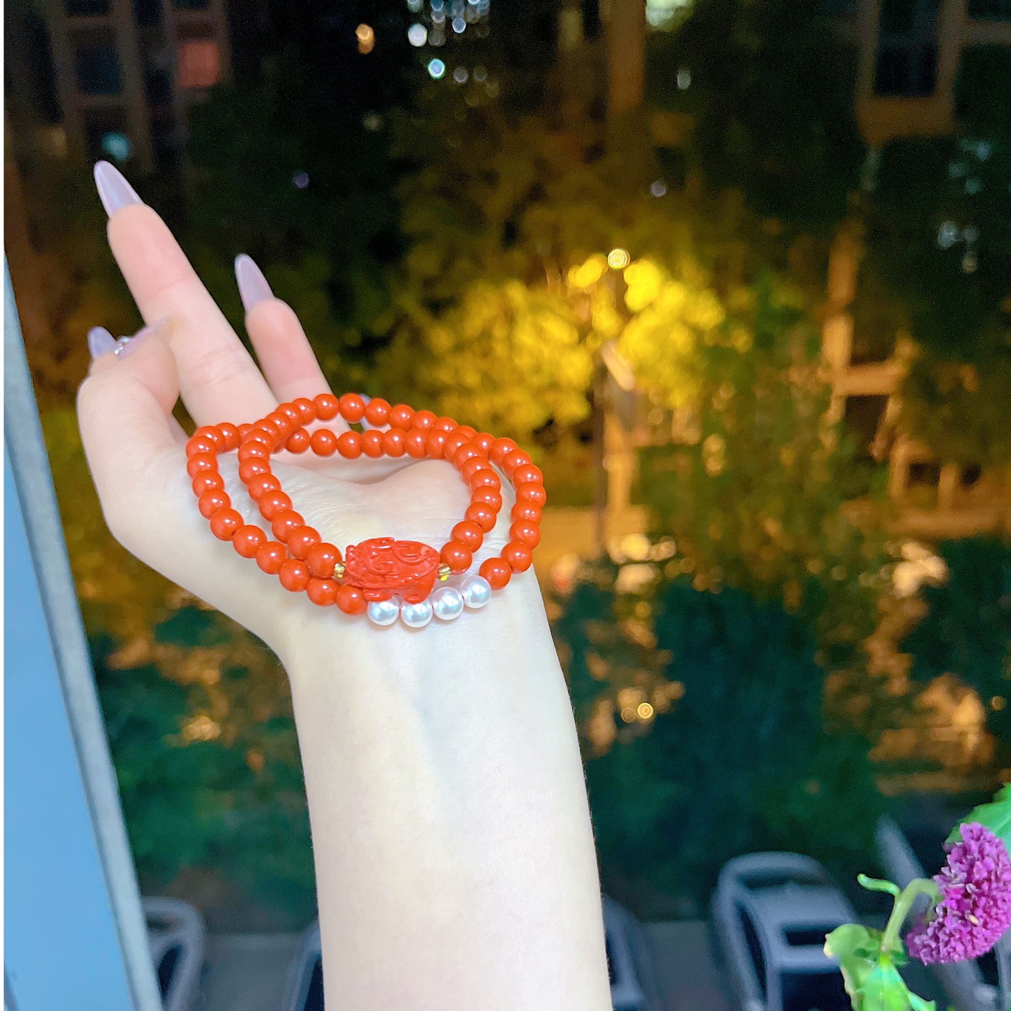 天然辰砂【莹莹专属】高档级珠宝朱砂双圈M2430