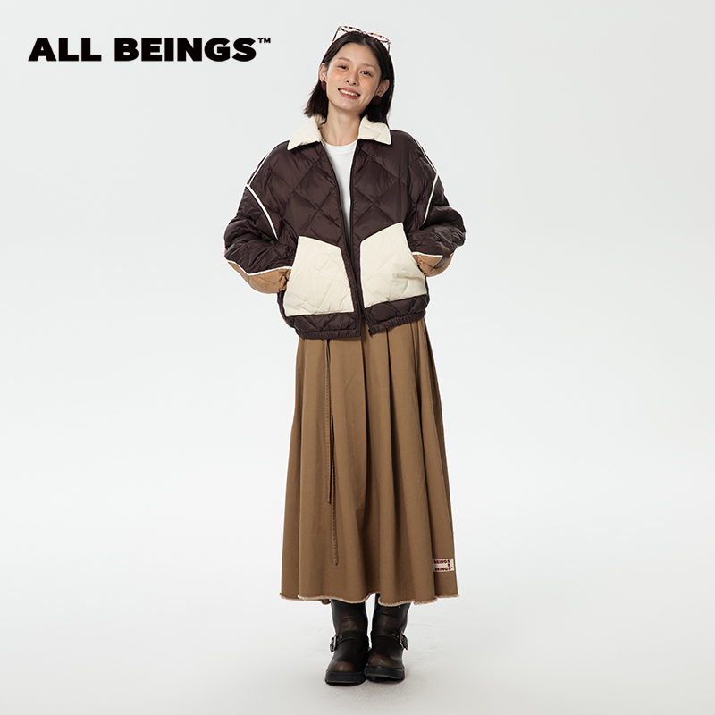 ALL BEINGS【双旦专享】23AW绗缝拼色羽绒飞行夹克