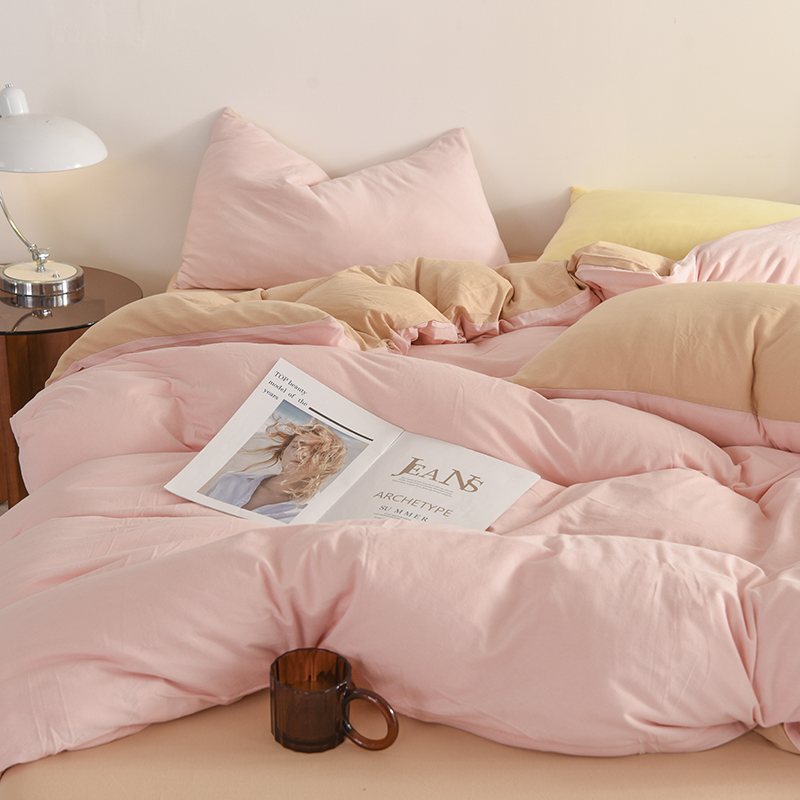 【全棉针织棉】A类纯色超柔超软可裸睡纯棉天竺棉简约四件套