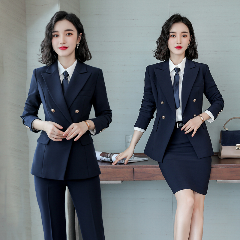 气质工作服双排扣西装套裙女春秋面试正装高端职业装套装通勤西服