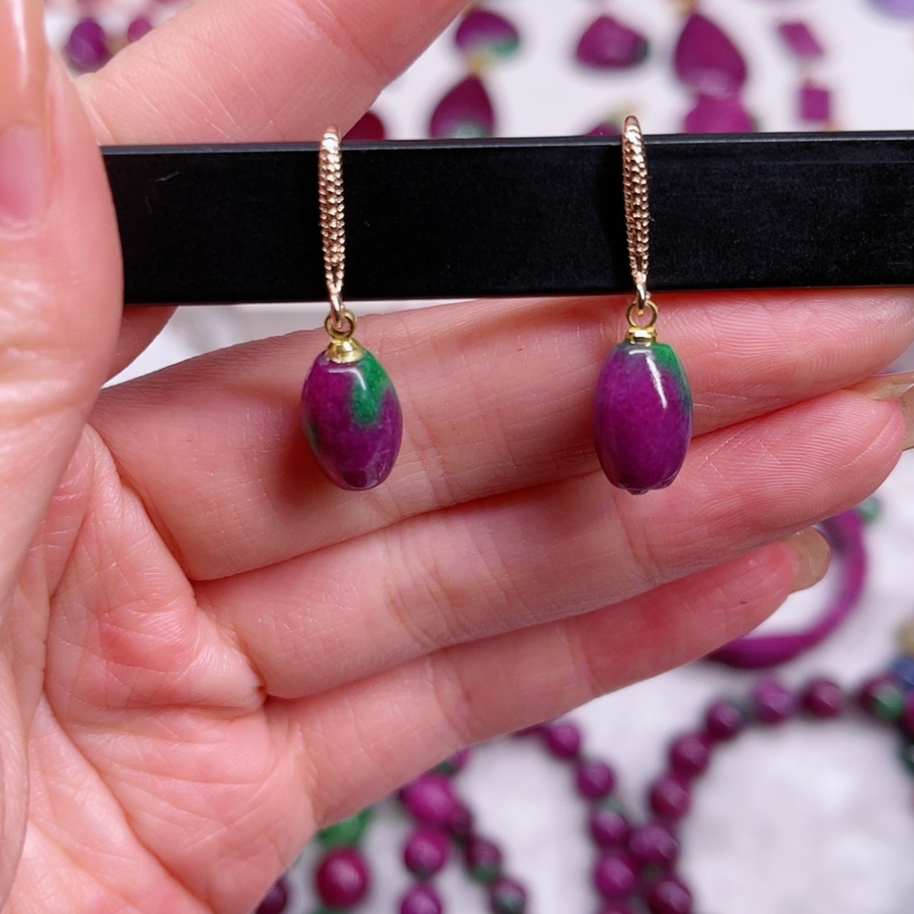 【闪购商品】红宝石耳钩银S925镶嵌