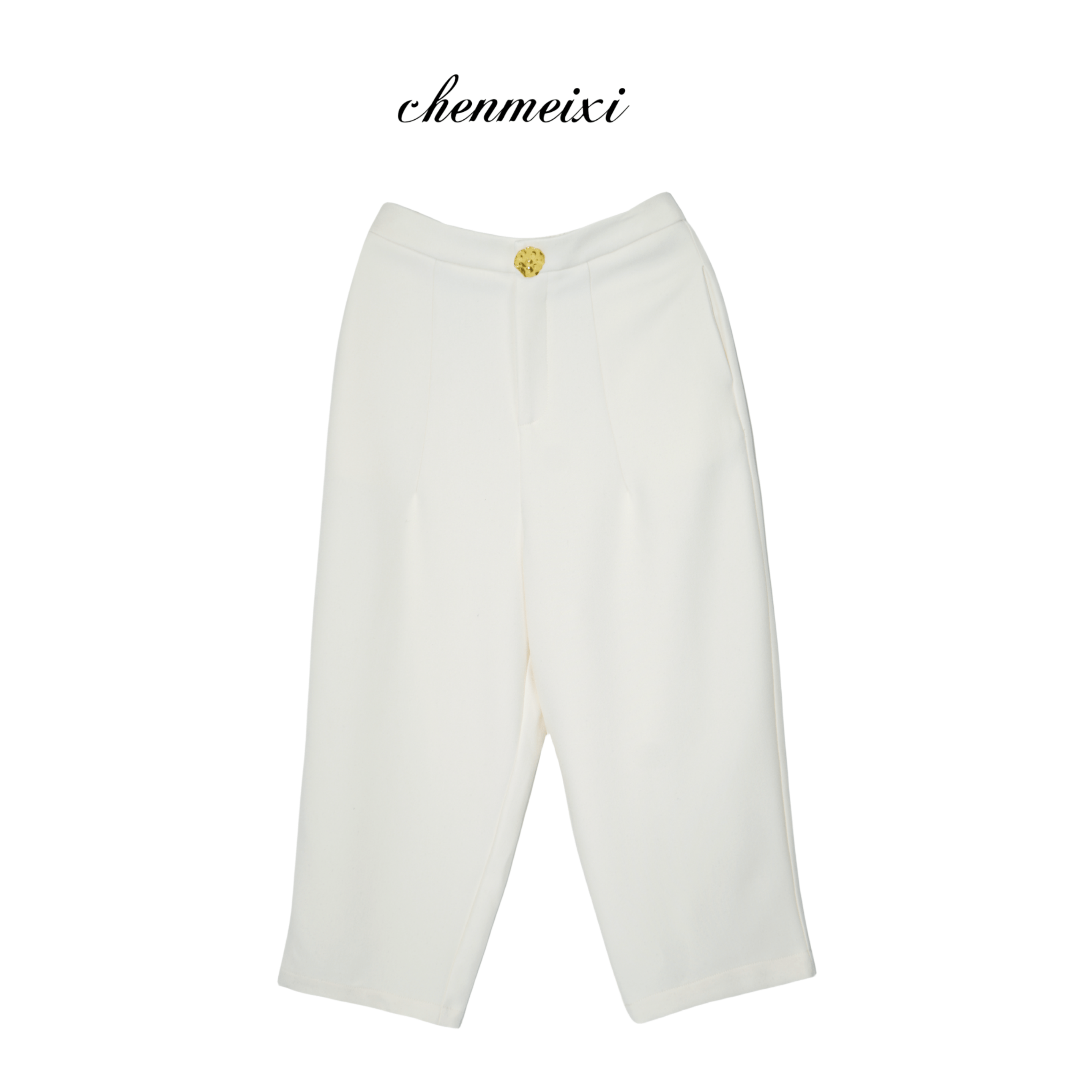 陈美羲【奶奶裤】轻奢金扣裤 