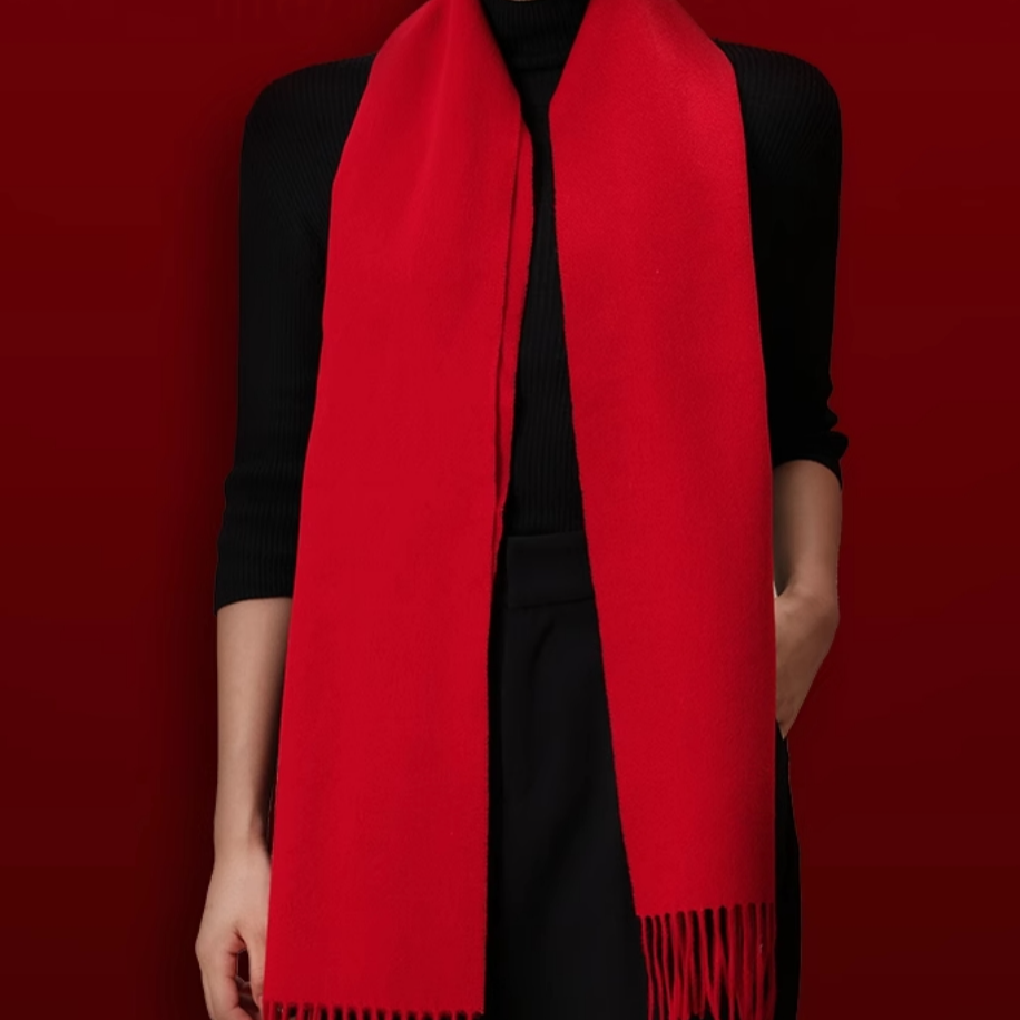 【彩虹新年专属】红色羊毛围巾送礼必备