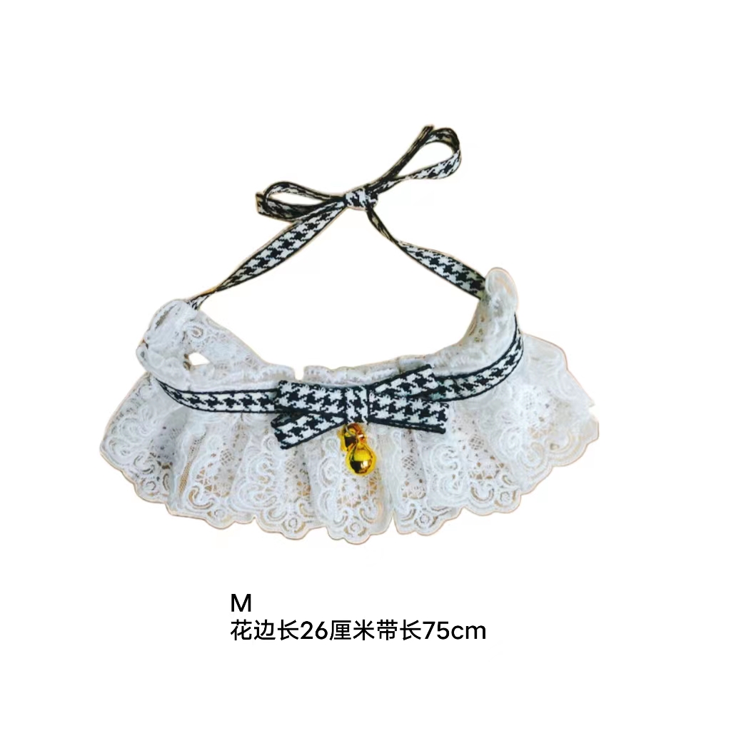 甜美复古蕾丝中国风夏季和风英伦猫咪生日围脖圣诞口水兜铃铛针织