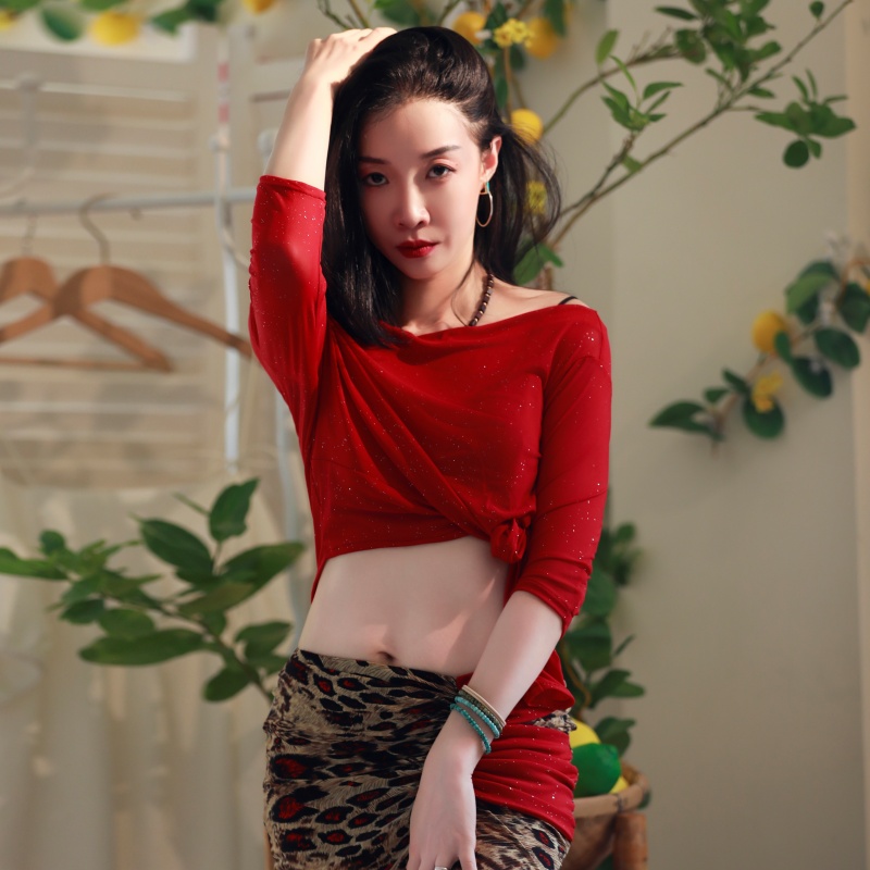 纪小白肚皮舞服装东方舞轻奢练功服限量套装上衣单开叉腰提裙网纱