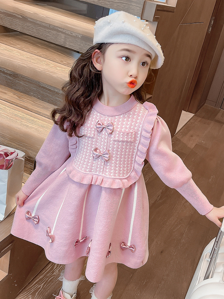 朵美巴拉巴拉宝宝秋冬连衣裙毛衣裙儿童装针织冬季公主裙小童裙子