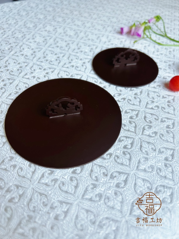 吉福工坊 苏工艺圆形灰压黄铜烤漆棕色适用打香篆平灰