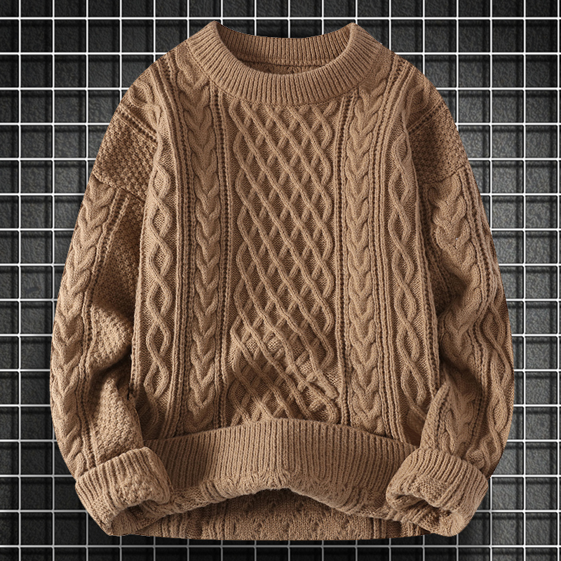 麻花半高领毛衣男冬季加厚宽松打底针织衫男女生秋冬款含【羊毛】衫