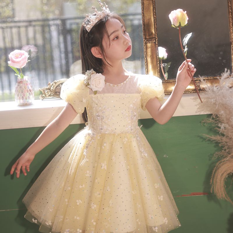 女童公主裙儿童礼服纱裙蓬蓬裙女孩花童裙子宴会生日主持人