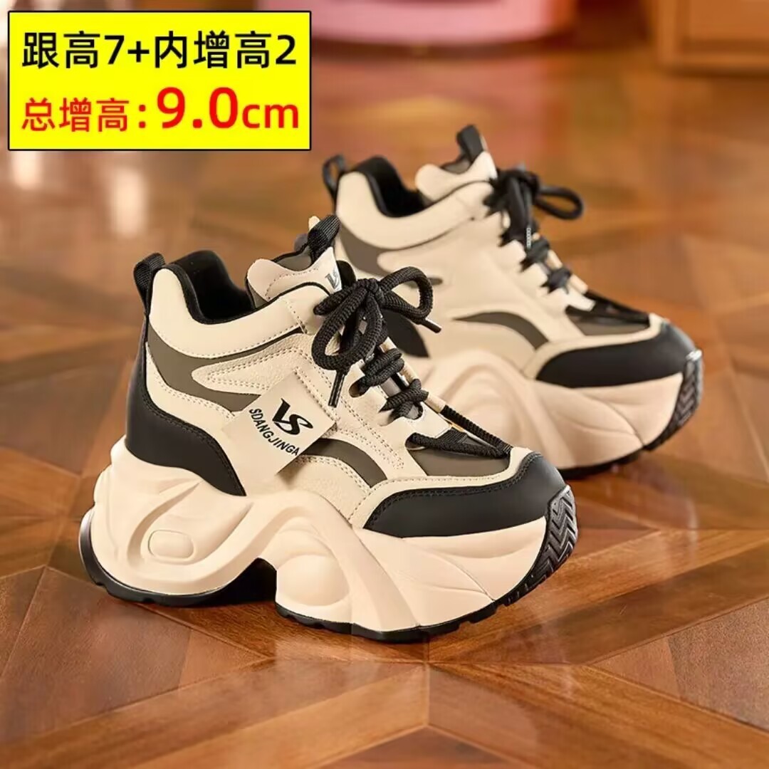 韩版老爹鞋女2023冬季新款百搭加绒保暖松糕内增高厚底运动休闲鞋