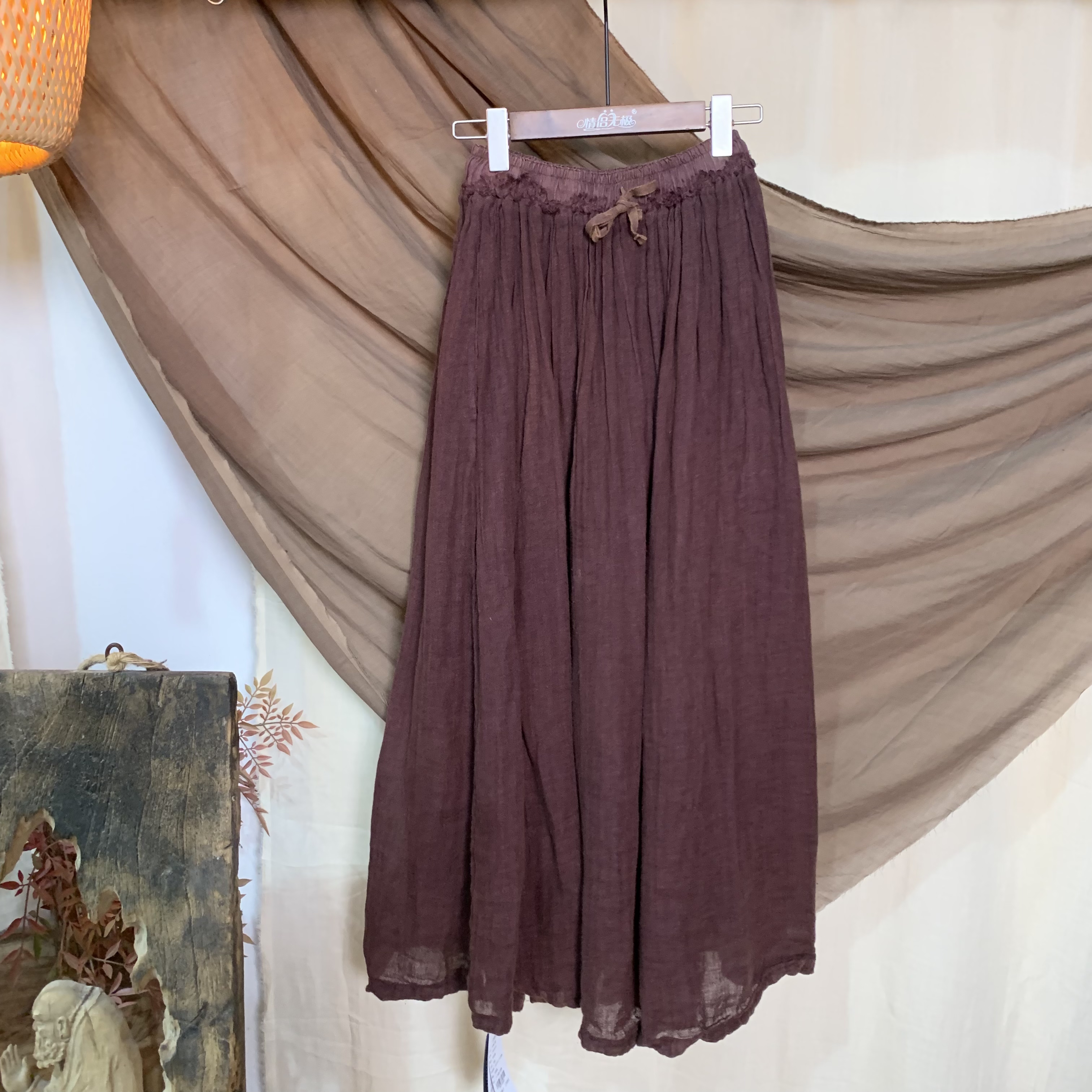 H803059雨露麻舒适松紧腰绳秋季新款百搭休闲半身裙