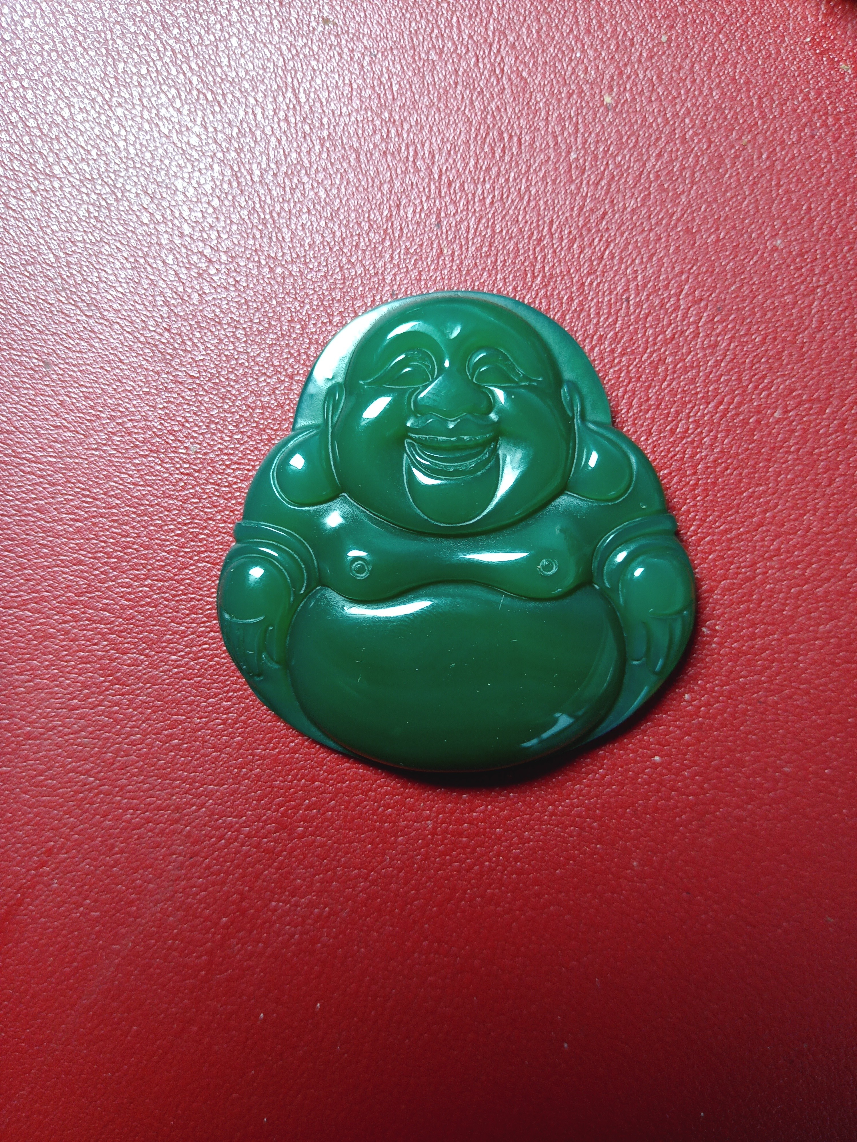 冰绿玛瑙笑佛吊坠