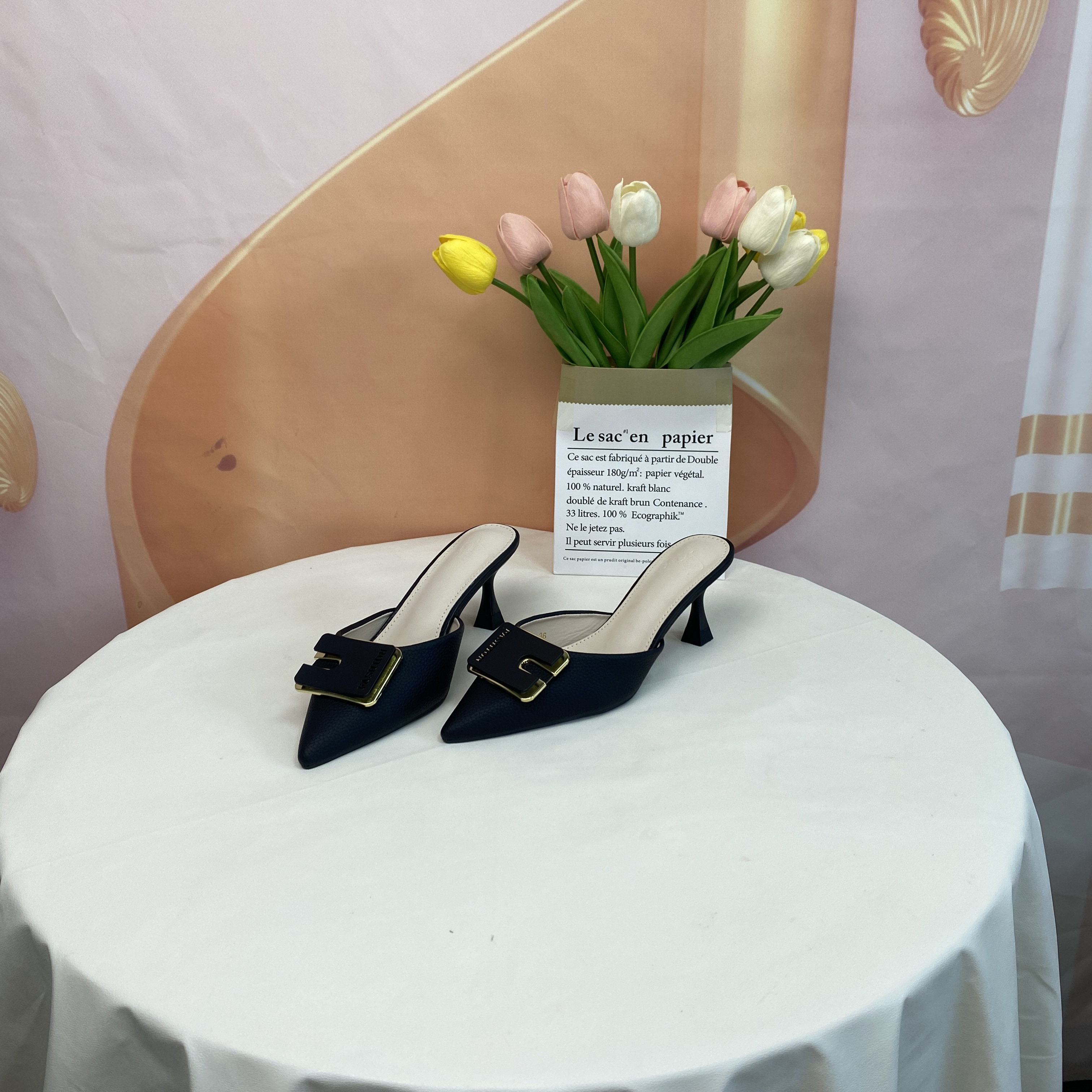 5682时尚气质优雅细跟包头拖鞋F