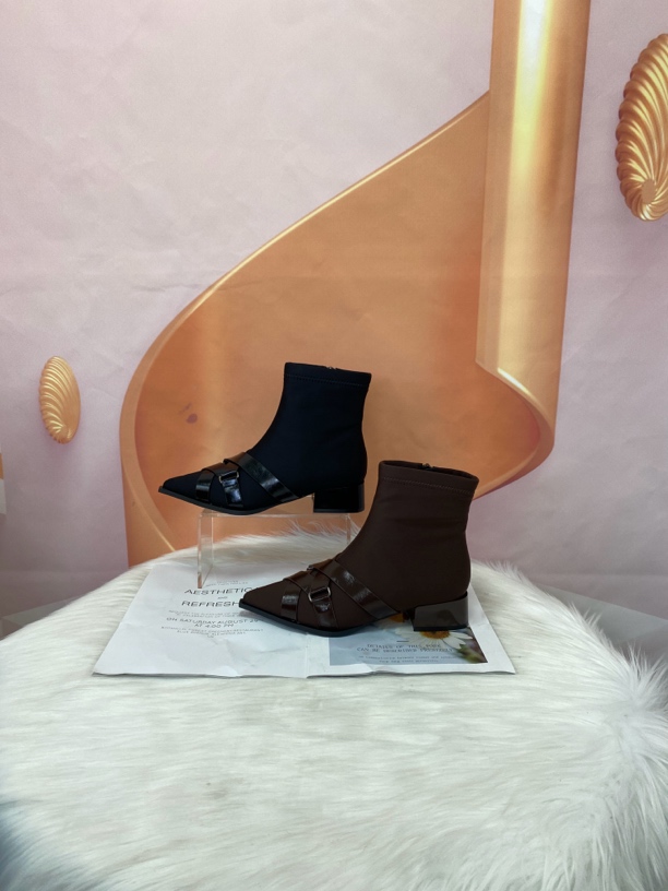 911-26时尚气质秋冬新款粗跟加绒短靴1