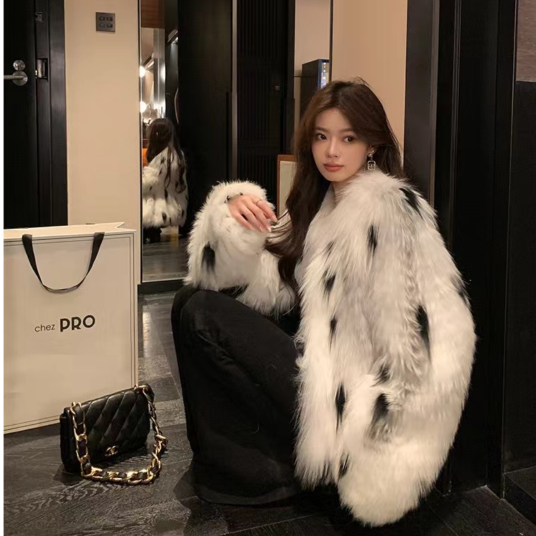 【MAZIA麦姿】“雪山玫瑰'进口貉子毛秋冬轻奢韩版减龄时尚皮草外套 