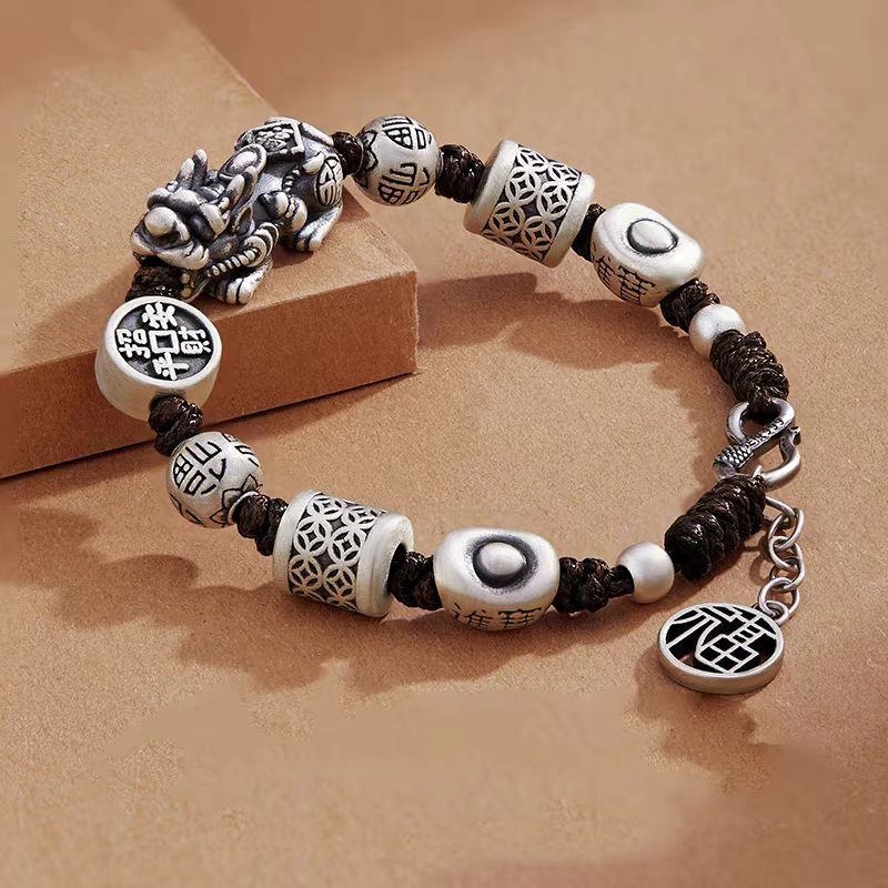 足银手链 足银999貔貅手串转运珠手链