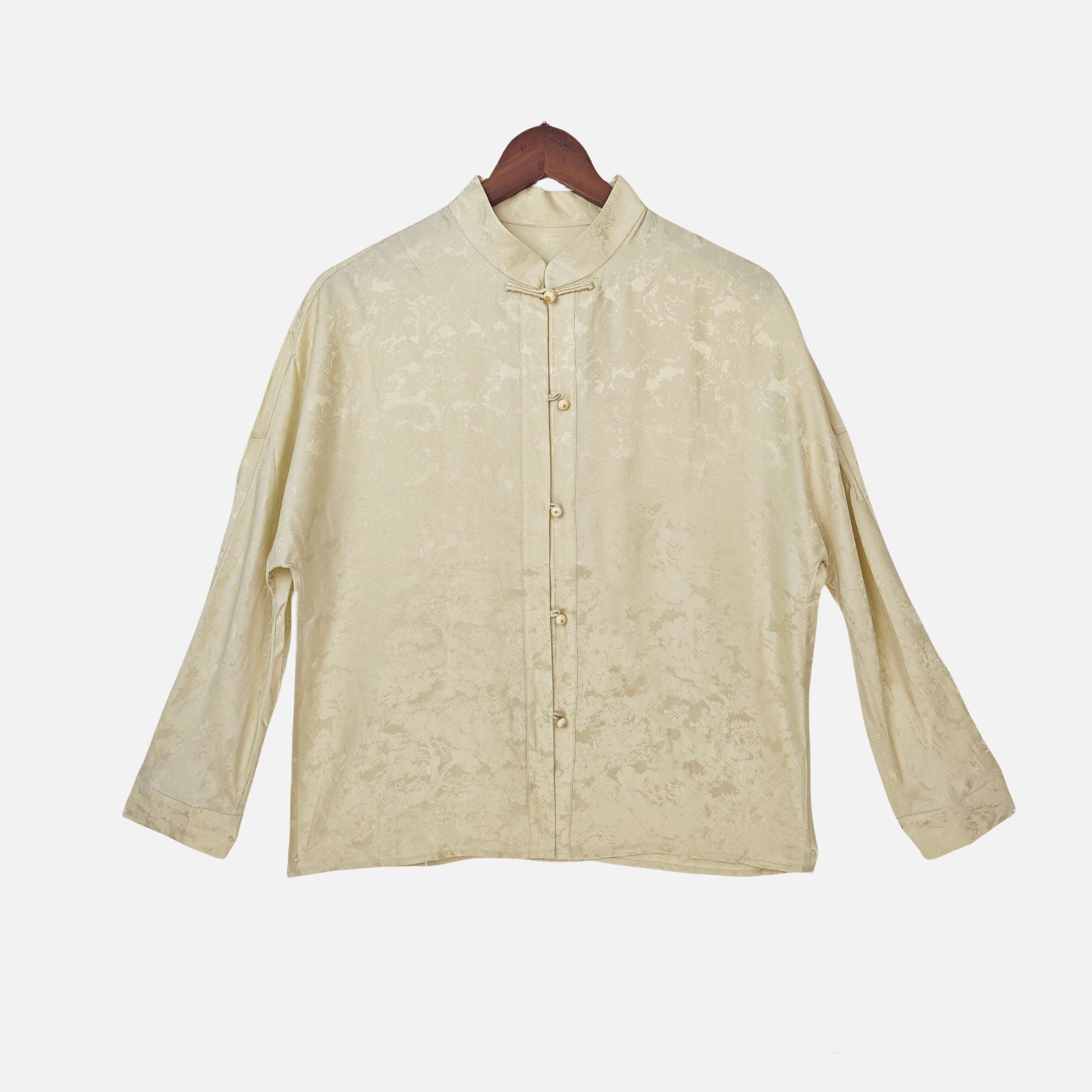 【烟雨】桑蚕丝香云纱衬衣女长袖汉元素国风新中式盘扣上衣2313053