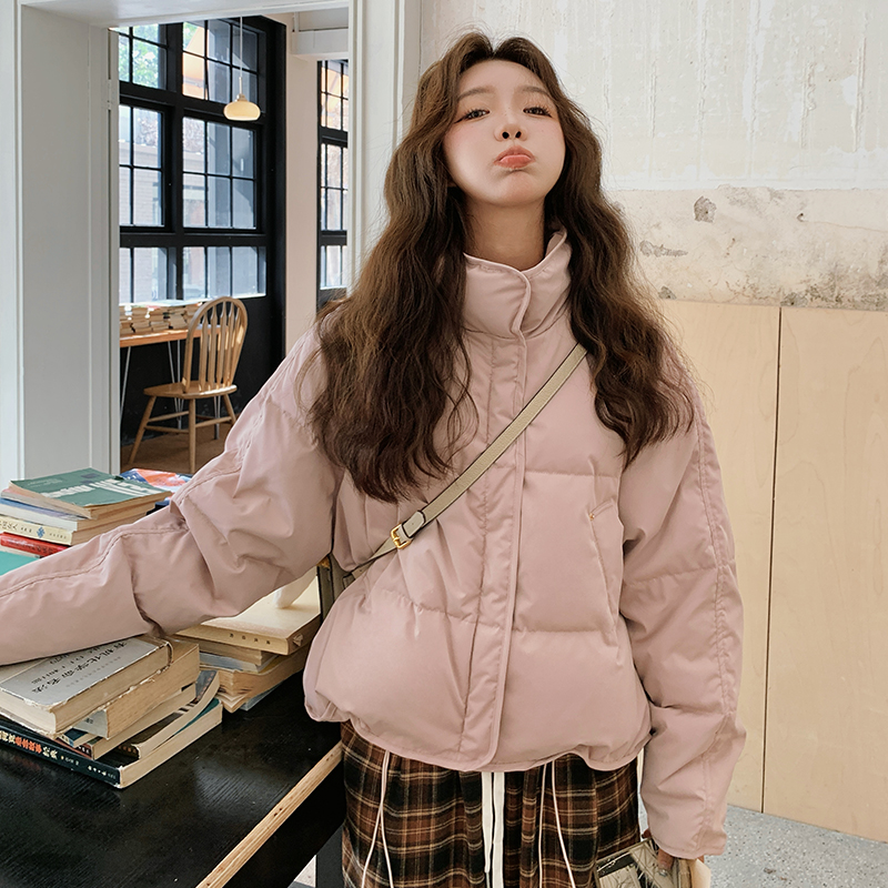 超好看粉紫色短款羽绒服女冬2025新韩系甜美学院风小个子流行爆款
