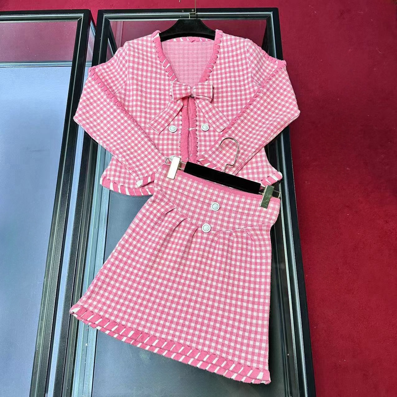 E152时尚套装休闲风小香风洋气时尚千鸟格甜美短裤韩版气质