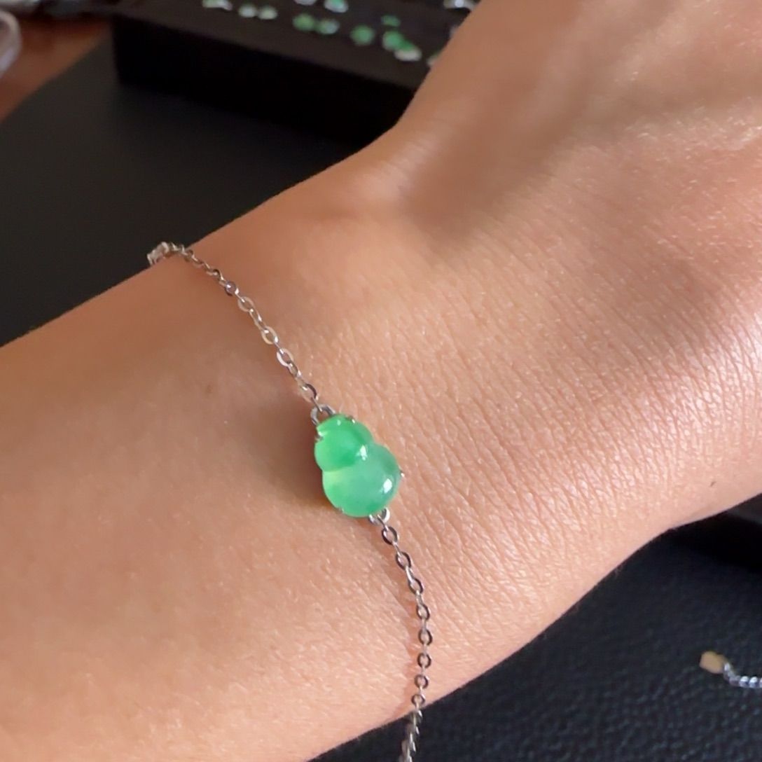 翡翠手链18K金镶嵌葫芦