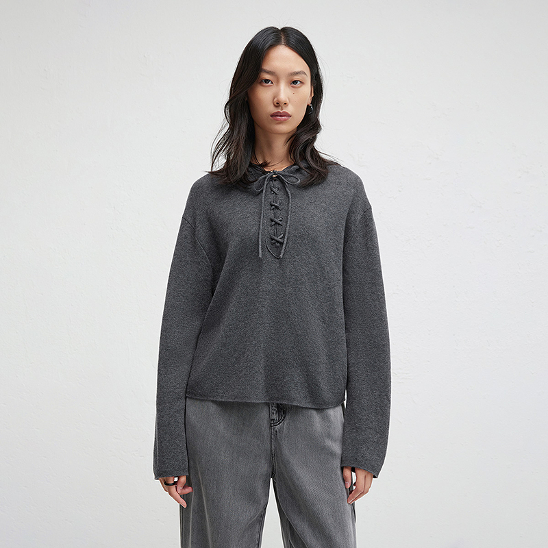 【达人专属现货】播长袖针织衫抽绳带帽毛衣针织衫DDR4SD5052