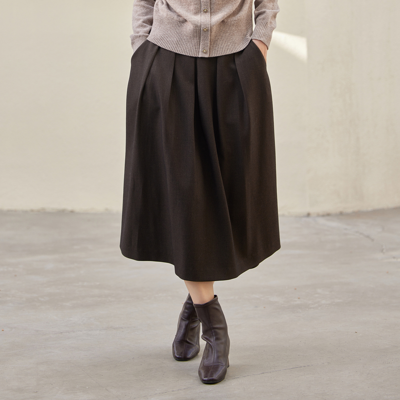 风笛2024半身裙女秋冬新款复古高腰气质显瘦a字高品质中长款伞裙