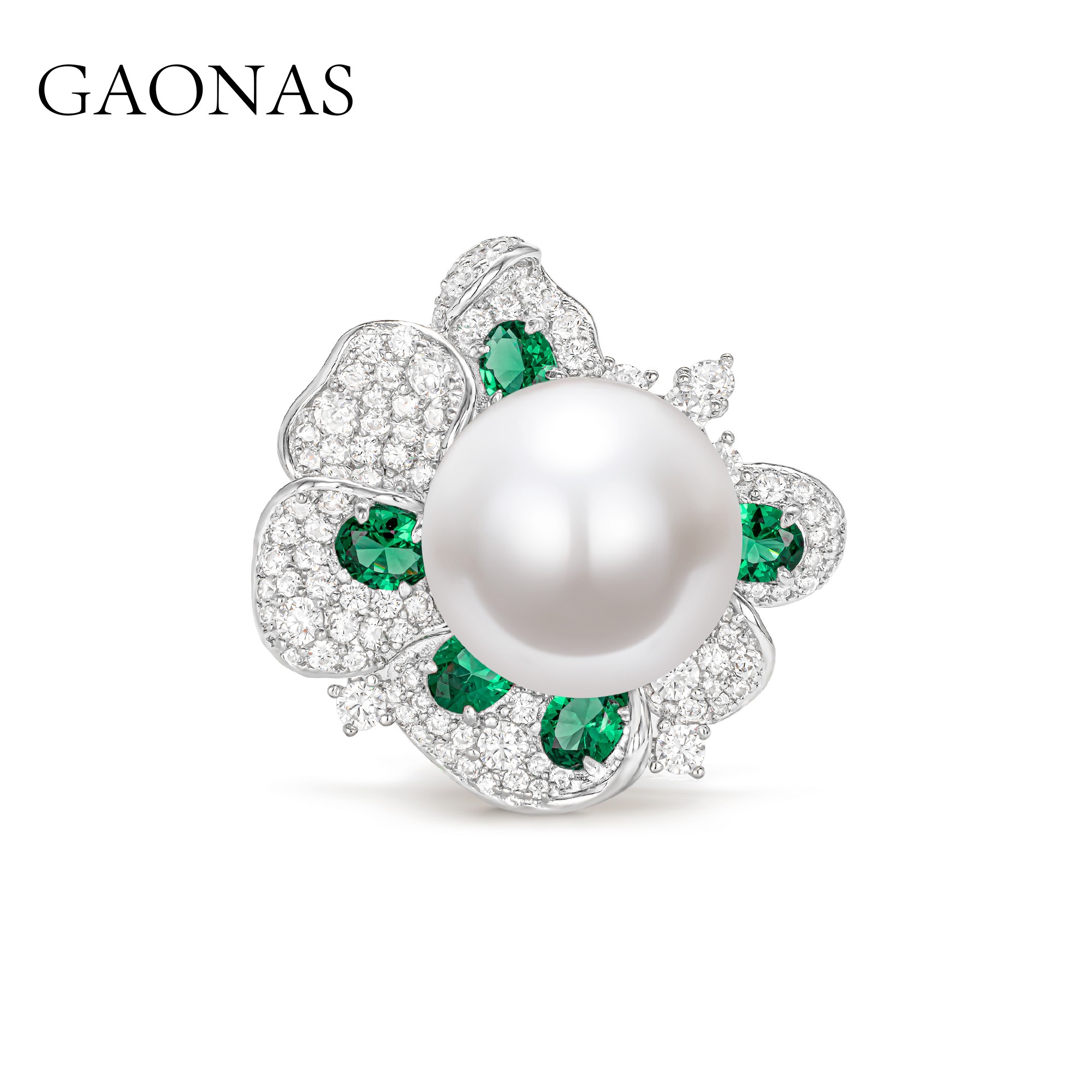GAONAS 925银仿珍珠戒指 高纳仕  气质优雅绿与珠戒指XJ122200
