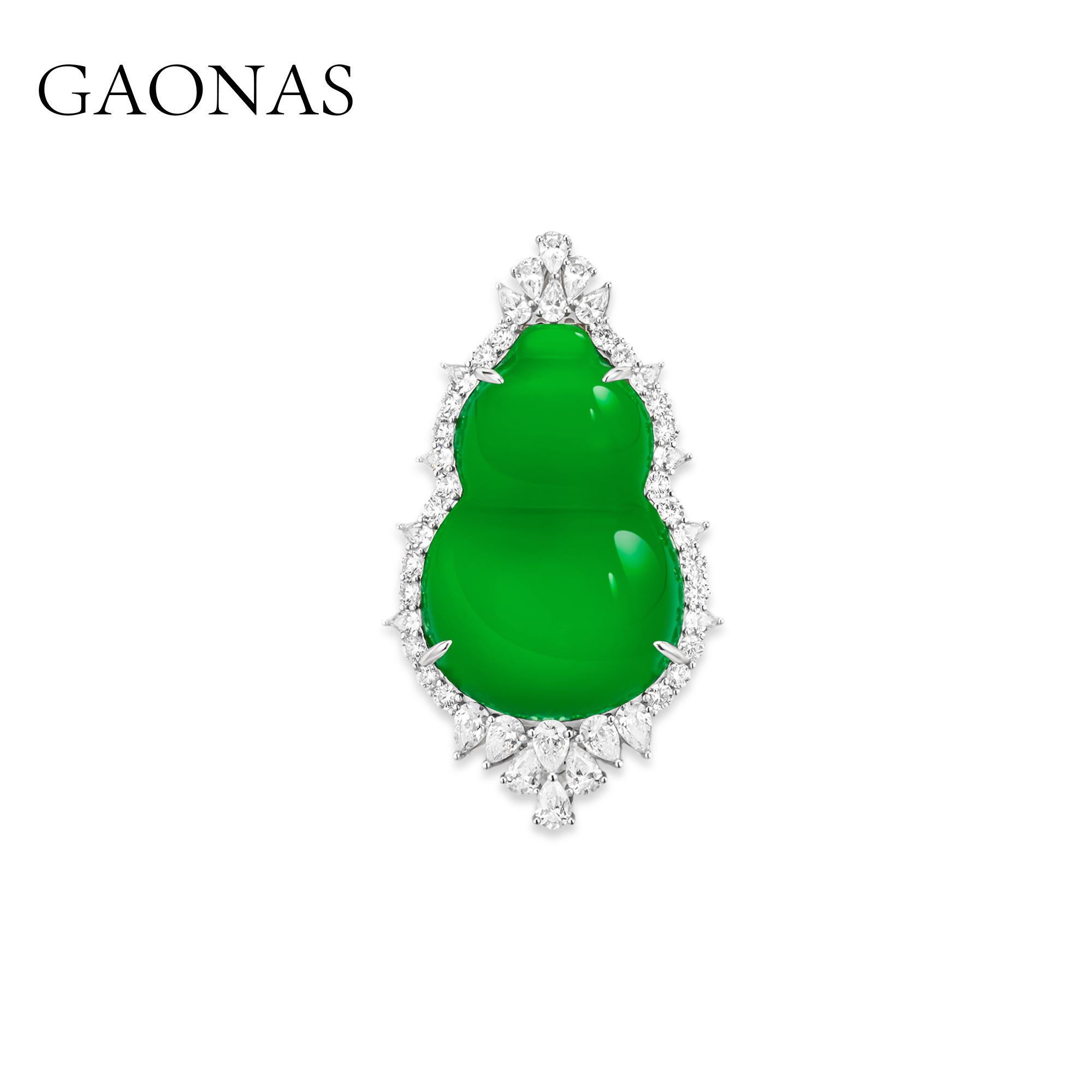 GAONAS 坠链均925银合成锆石 高纳仕 时尚大气绿葫芦吊坠GX124000
