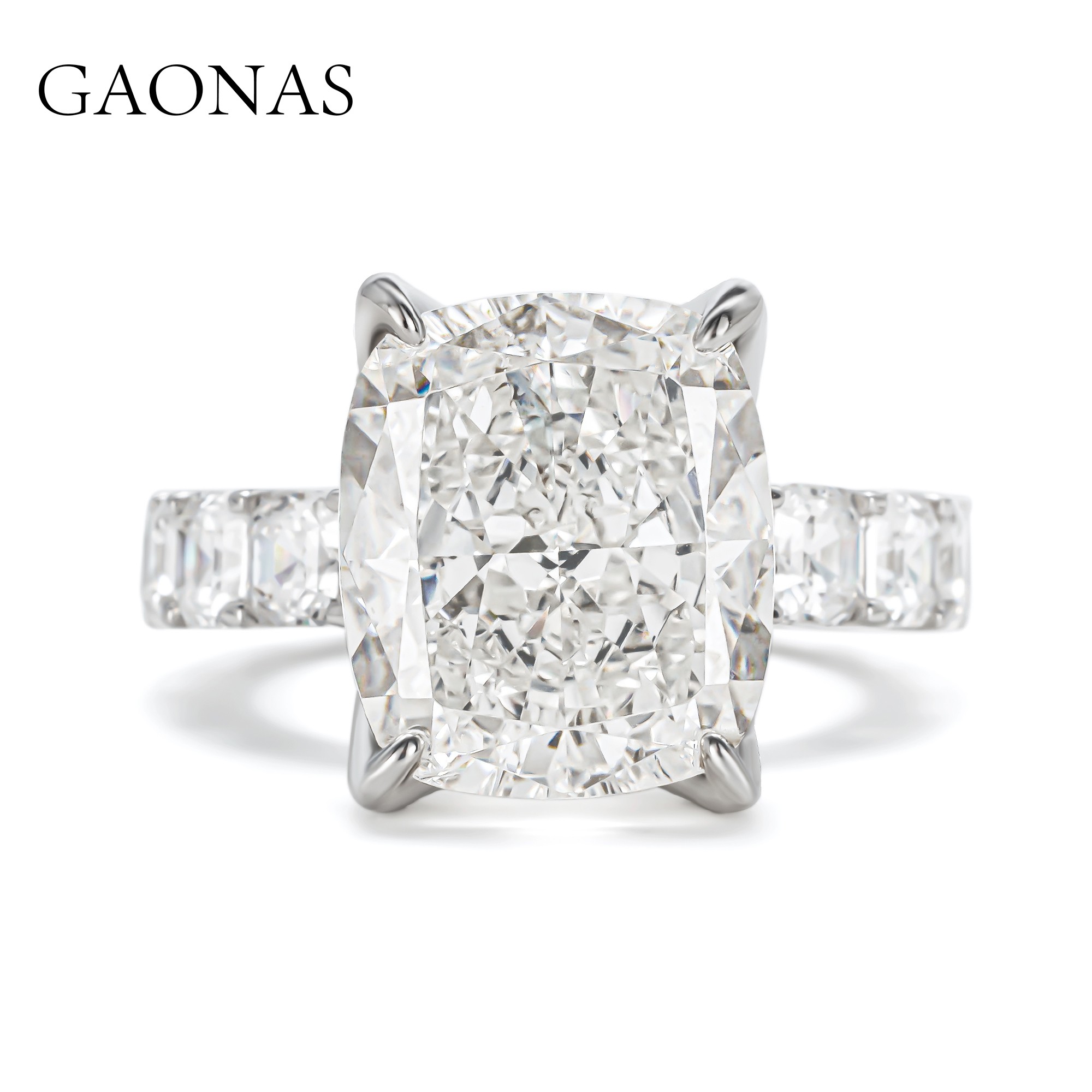 GAONAS 925银合成锆石戒指 高纳仕 白糖长方糖白色戒指 WJ42966