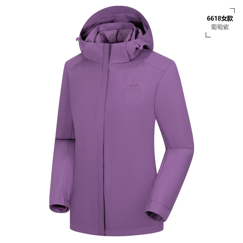风雪狼羽绒服冲锋衣女两件套可拆卸户外登山防水保暖妈妈冬季外套