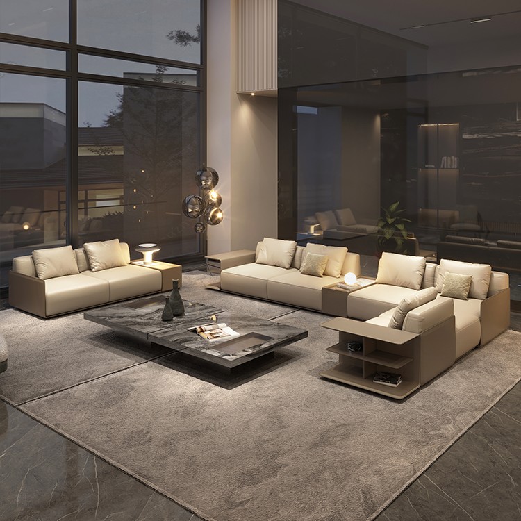 ZIRKOOON意式轻奢水母沙发客厅简约现代真皮直排高端皮艺极简成人