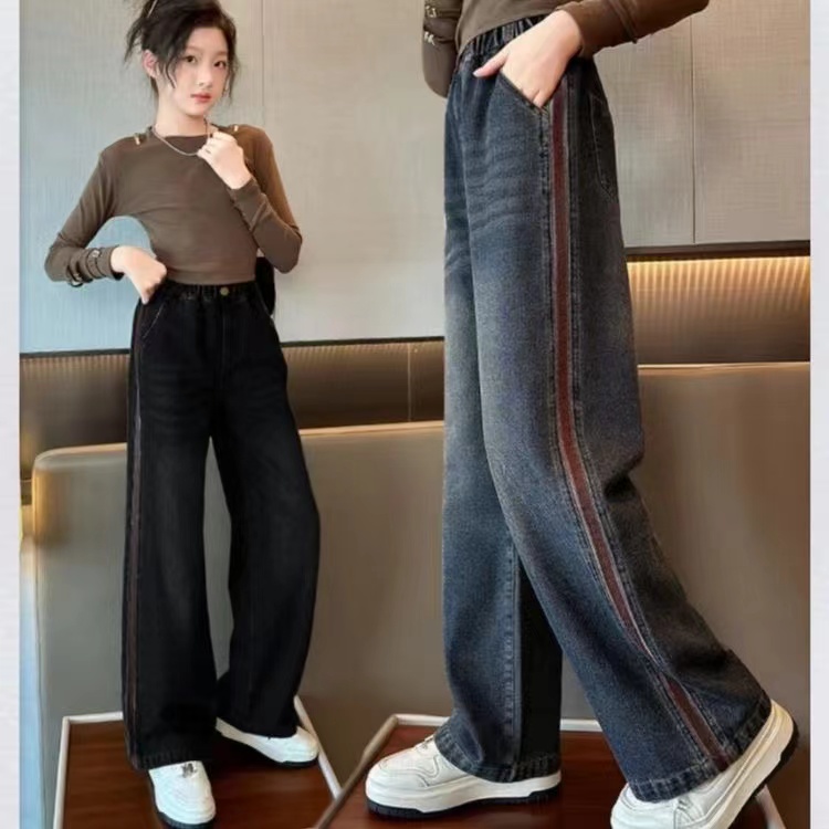 女童春秋牛仔裤新款洋气中大童时尚牛仔裤