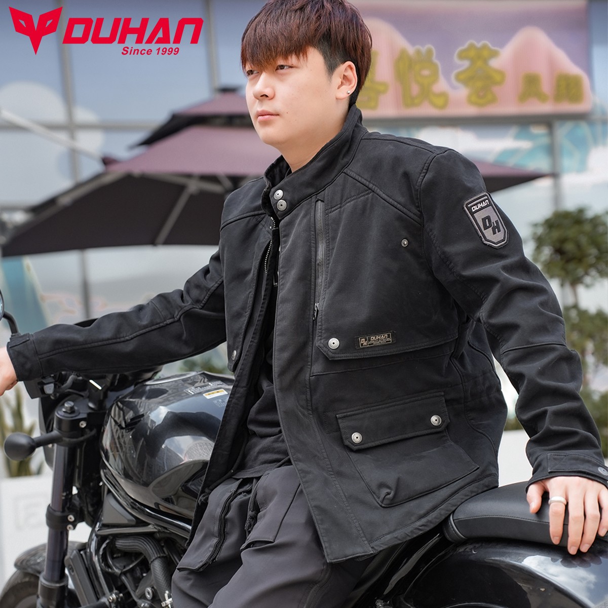 duhan/杜汉杜汉骑行服摩托车复古机车骑行服休闲夹克防摔赛车服