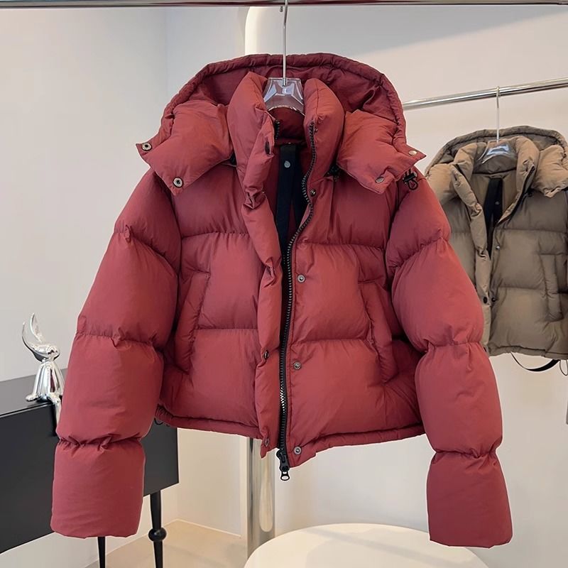 韩版泡芙lulu羽绒服女短款2023年新款加厚连帽时尚保暖面包服冬季