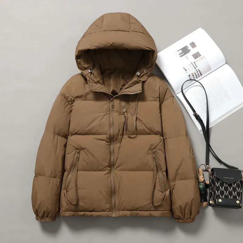 小羽绒服女短款2023冬季新款韩版宽松大码羽绒服连帽时尚小个