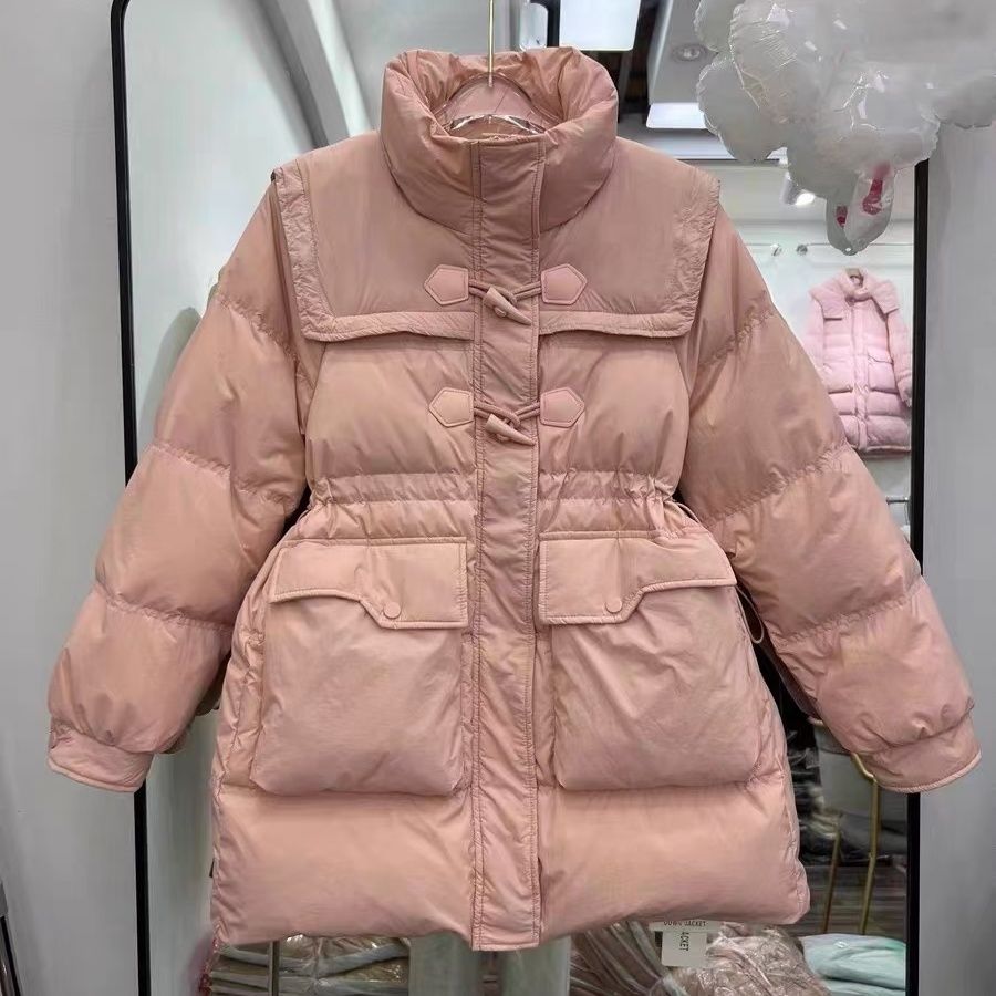 海军领羽绒服女中长款2023年新款冬季时尚洋气甜美减龄百搭外套潮