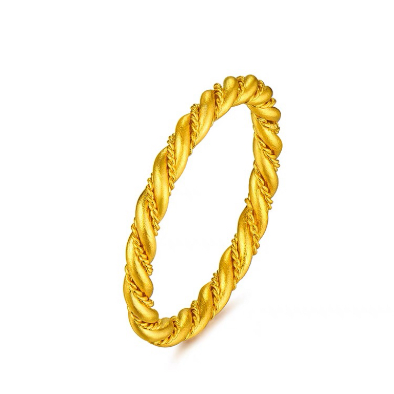 XMT【萃华金店】黄金戒指 时尚 麻花 简约百搭 个性网红环戒 气质