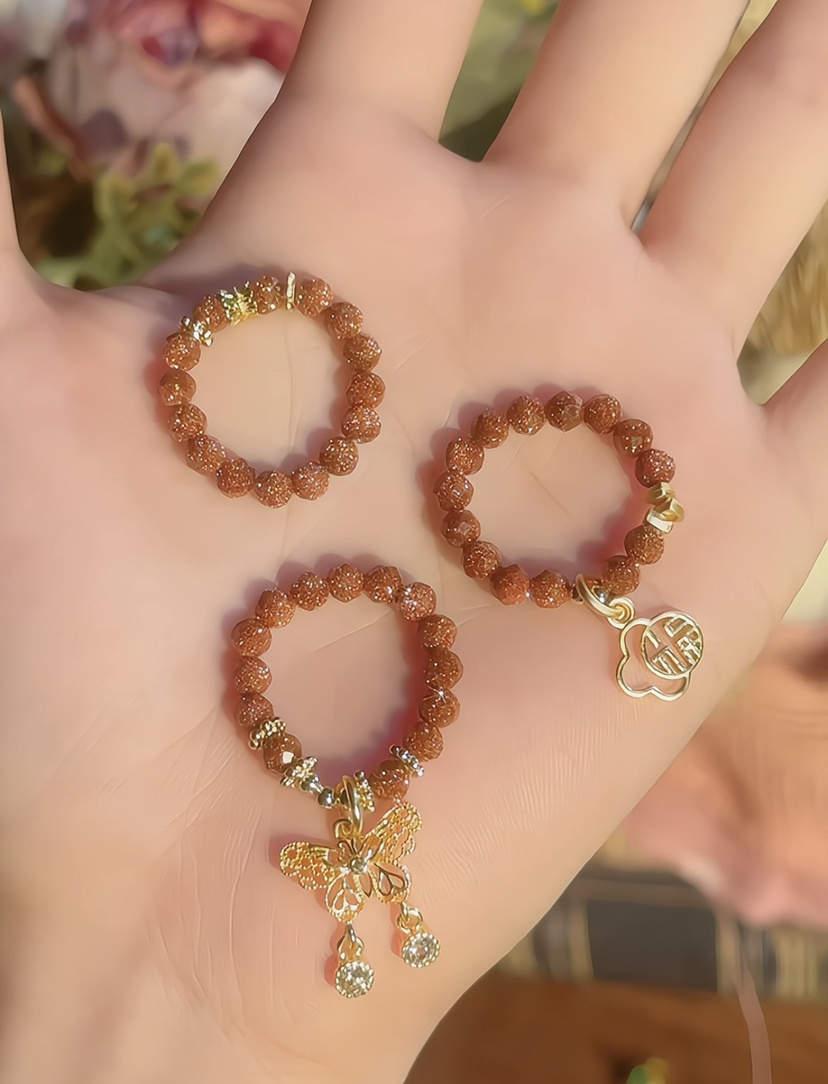 【鹿鹿家的宝藏】vintage金沙石串珠合集中古戒指手串时尚百搭秋