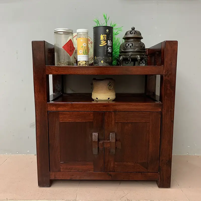 全实木新中式茶边柜靠茶室置物柜家用储物柜餐厅一体式茶水柜